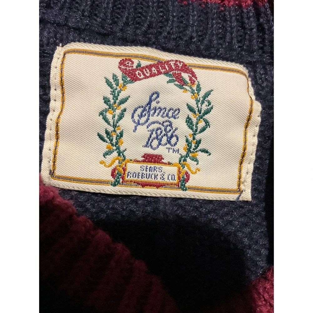 Vintage Sears Roebuck & Co Since 1886 Navy Cable Ribbed Sweater Mens XL NWT‎